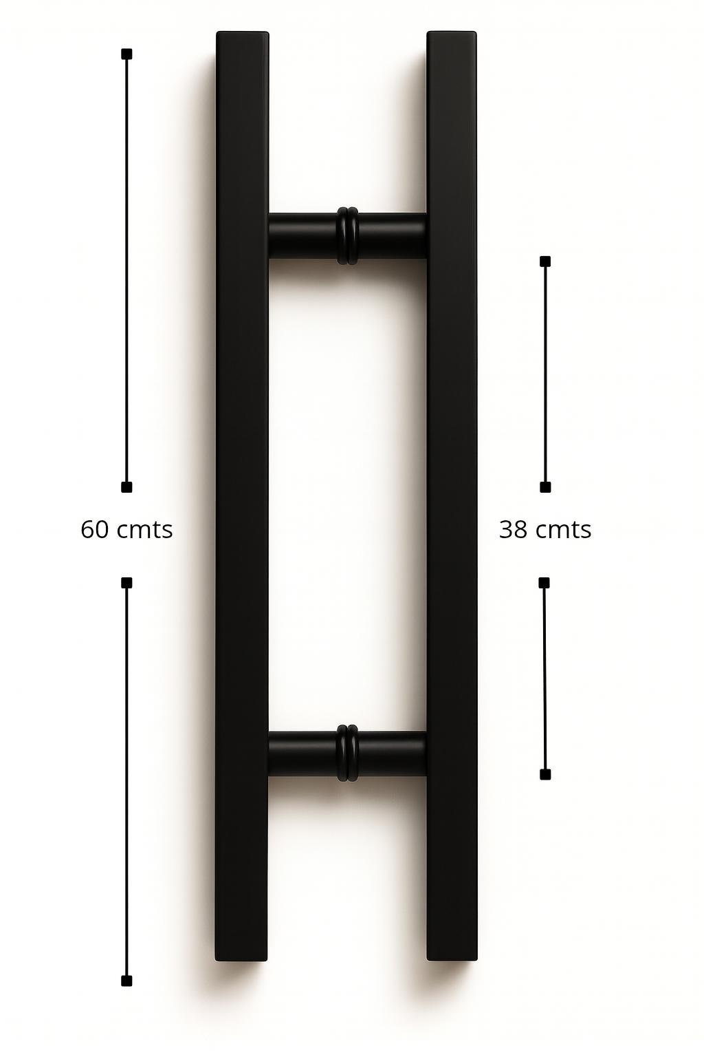 Manija doble plateada rectangular 60 cm