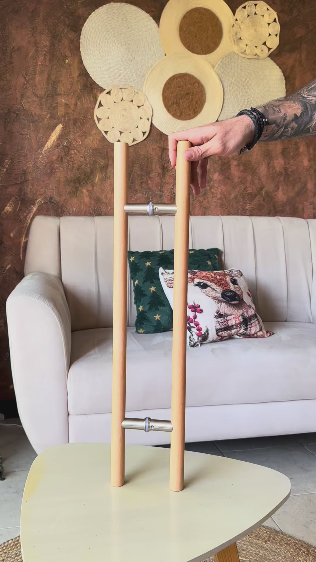 Manija doble en pino 60 cm